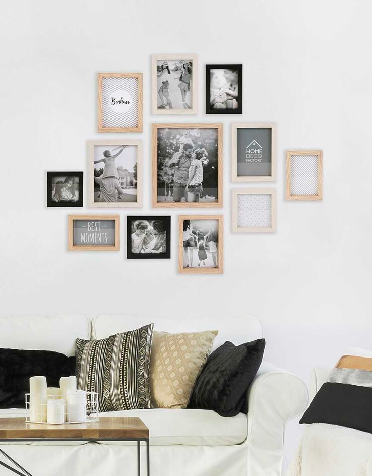 Cadre-photos - lot de 12 vues (noir/naturel)