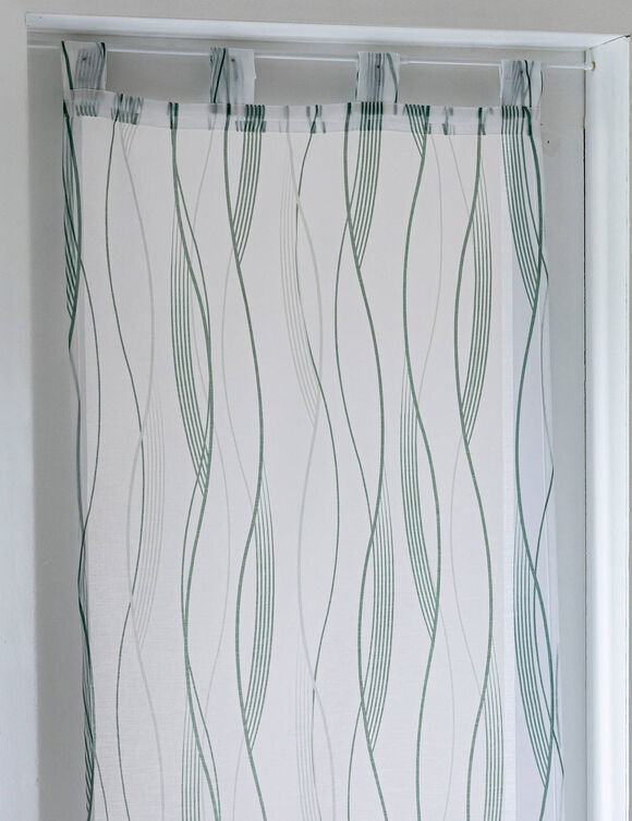 Vitrage voile imprimé vagues finition pattes (vert)