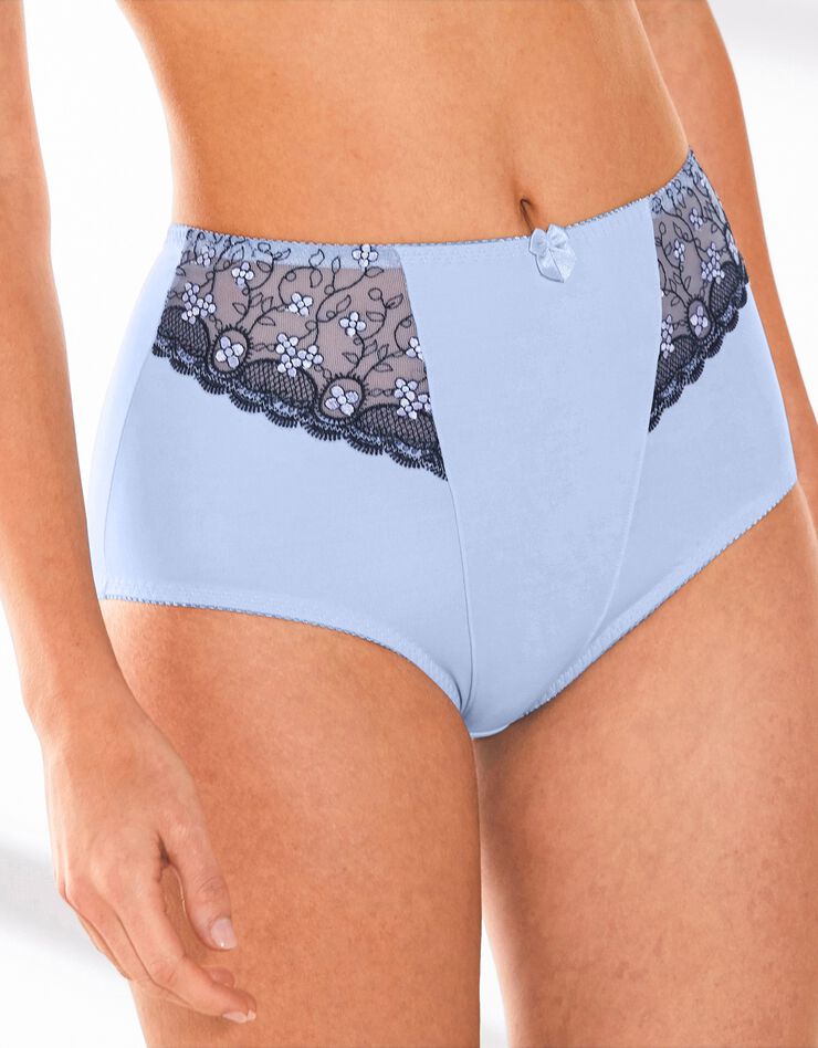 Gainette microfibre tulle brodé Caminata (bleuet)