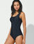Maillot de bain 1 pièce spécial piscine uni (noir)