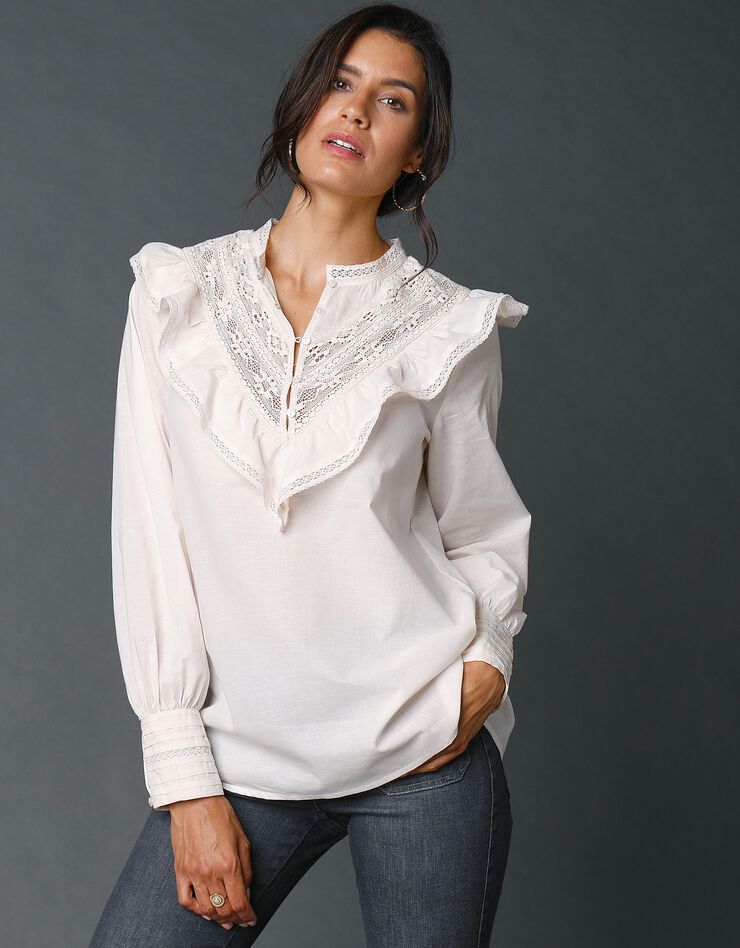 Blouse à volants et dentelle (écru) Blouse à volants et dentelle (écru)