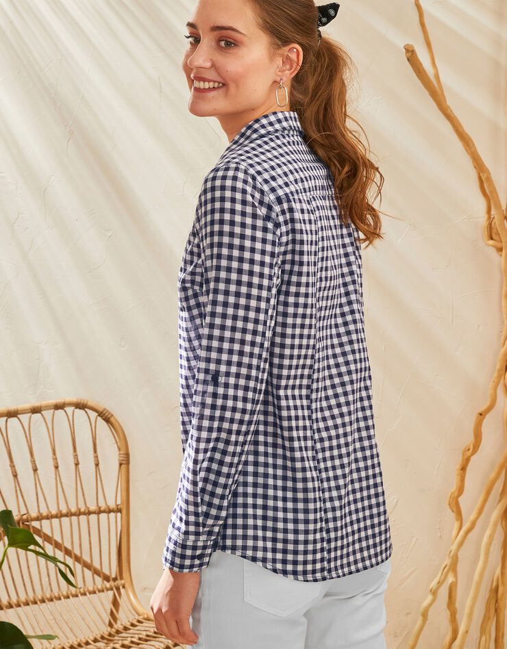 Chemise imprimée carreaux, coton (marine / blanc) Chemise imprimée carreaux, coton (marine / blanc)