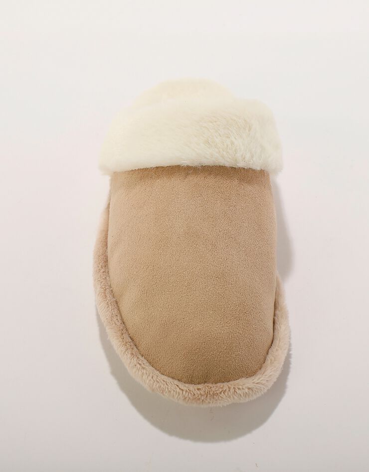 Mules fourrrées dessus effet suédine (beige) Mules fourrrées dessus effet suédine (beige)