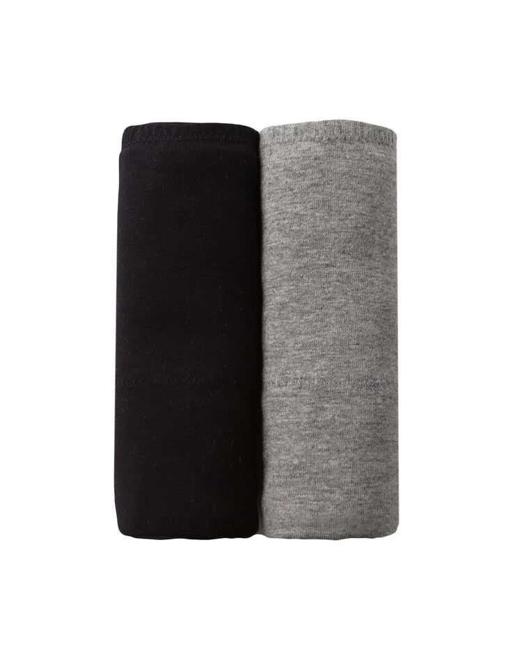Culotte coton stretch taille très haute couvrante - lot de 2 (noir + gris chiné)