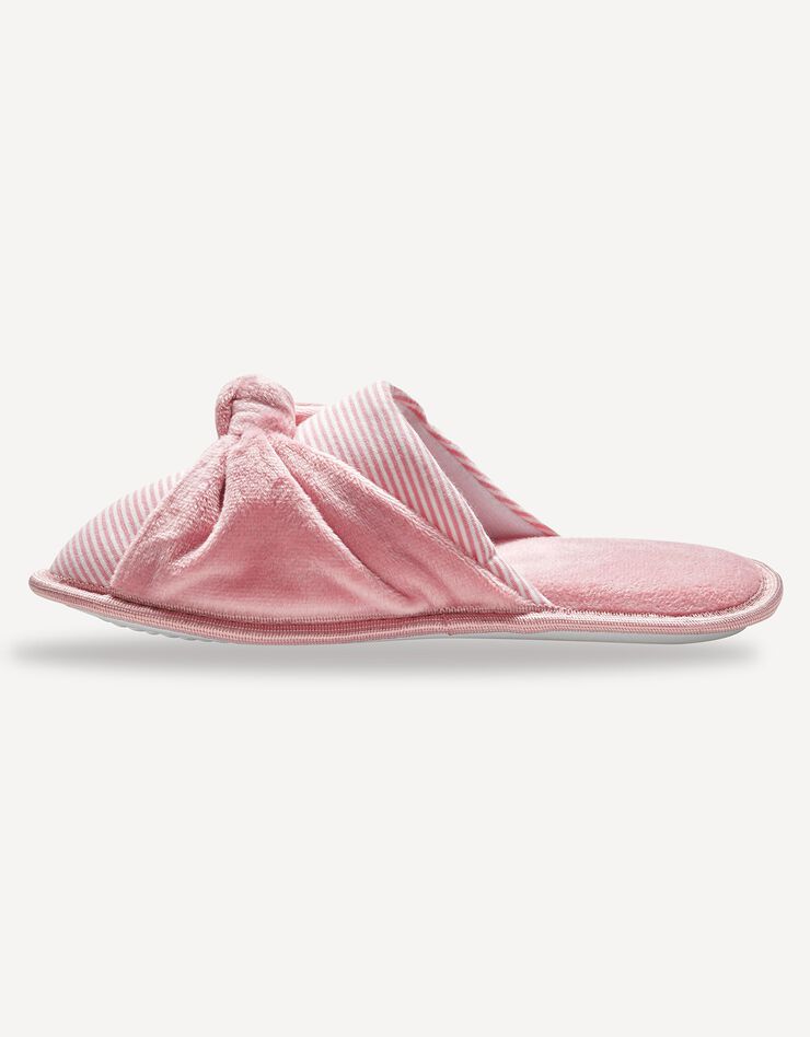 Mules plates coton imprimé rayé (rose) Mules plates coton imprimé rayé (rose)