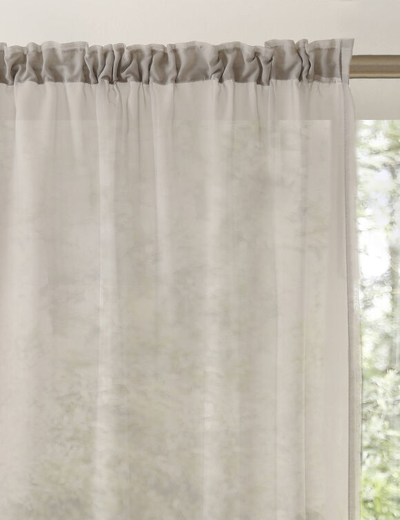 Panneau voile uni finition galon fronceur (gris perle)