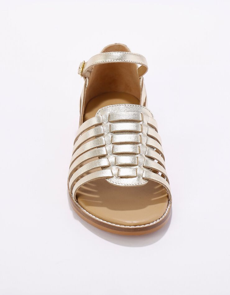 Sandales plates multibrides en cuir (doré)
