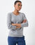 Pull col rond uni, manches longues, toucher doux (gris chiné)