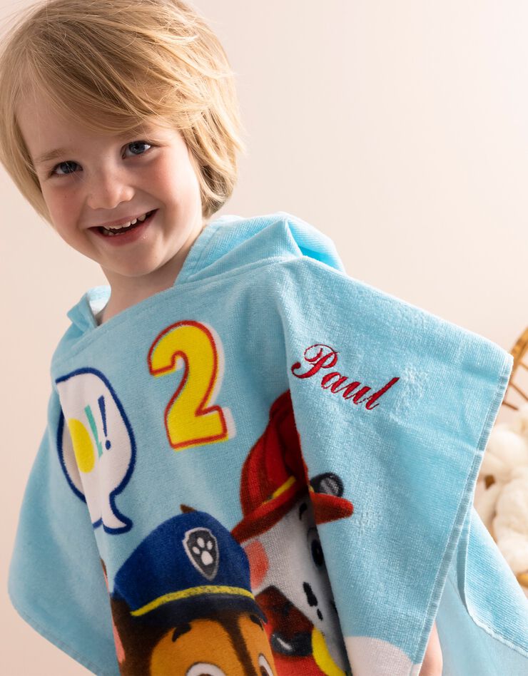 Poncho de bain enfant Pat Patrouille® à capuche personnalisable (bleu)
