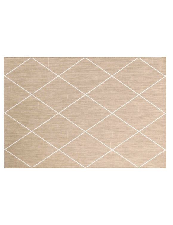 Tapis rectangulaire, tissage motif losanges (naturel)