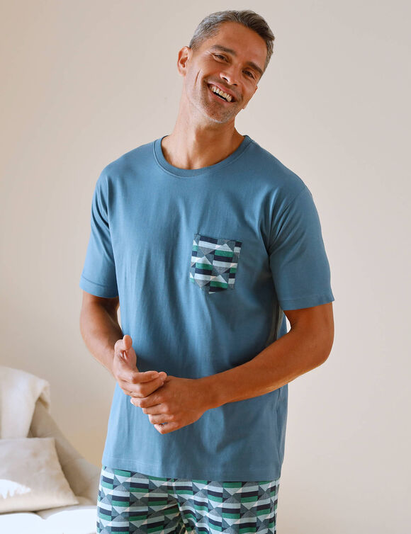 T-shirt pyjama manches courtes bleu (bleu)