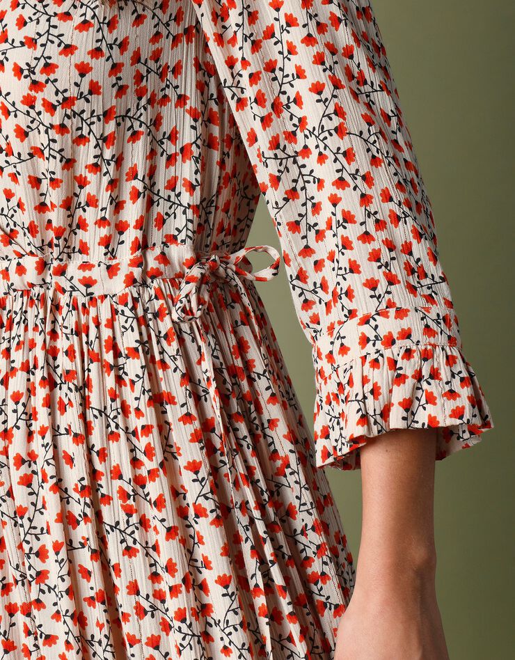 Robe longue taille coulissée (écru / paprika)