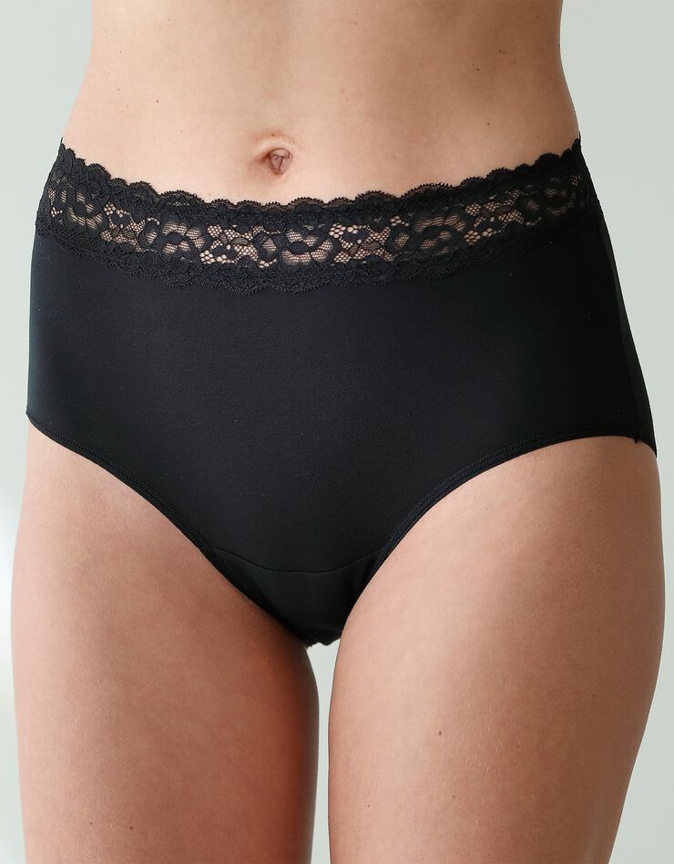 Culotte supermaxi coton stretch ceinture dentelle - lot de 2 (noir) Culotte supermaxi coton stretch ceinture dentelle - lot de 2 (noir)