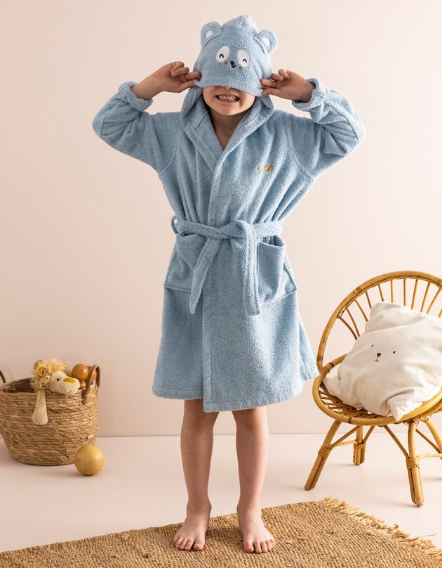 Peignoir de bain enfant personnalisable panda à capuche  (bleu glacier)