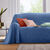 Jeté canapé coton bachette uni (bleu)