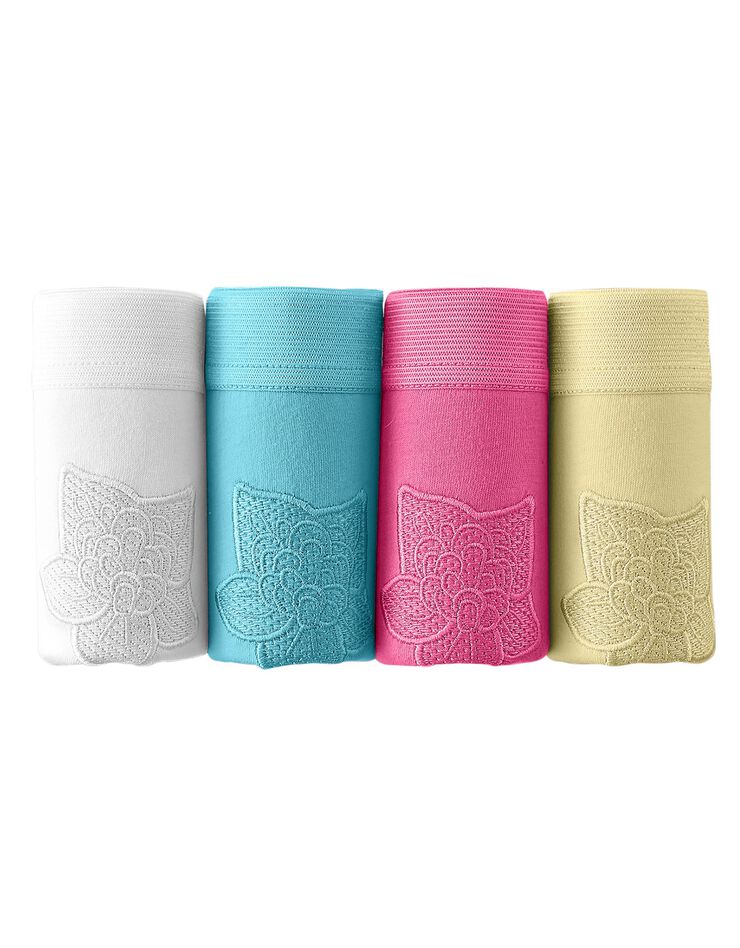 Culotte maxi brodée - lot de 4 (acidulé) Culotte maxi brodée - lot de 4 (acidulé)
