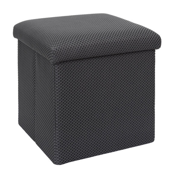 Coffre-pouf pliable, revêtement texturé (gris)