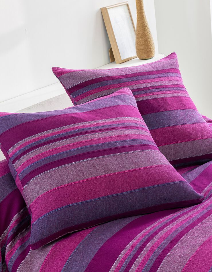 Plaid jeté multicolore coton tissage artisanal (prune) Plaid jeté multicolore coton tissage artisanal (prune)