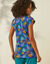 T-shirt de pyjama en coton manches courtes - imprimé tropical (bleu / safran)