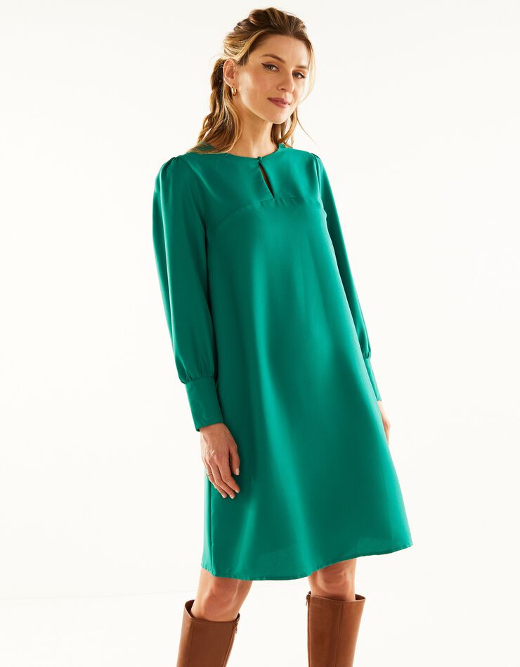 Robe forme housse crêpe uni (vert) Robe forme housse crêpe uni (vert)