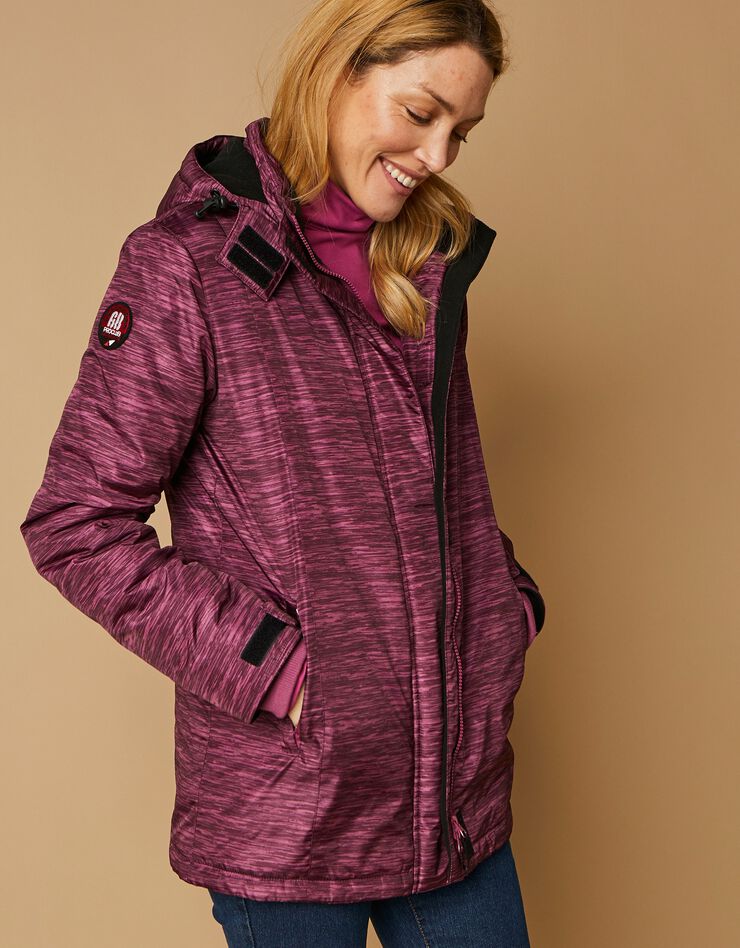 Parka imperméable doublée polaire imprimée chiné (violine) Parka imperméable doublée polaire imprimée chiné (violine)