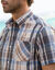  Chemise grands carreaux manches courtes polycoton (bleu / beige)
