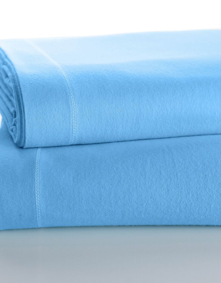 Linge de lit uni flanelle  (ciel)