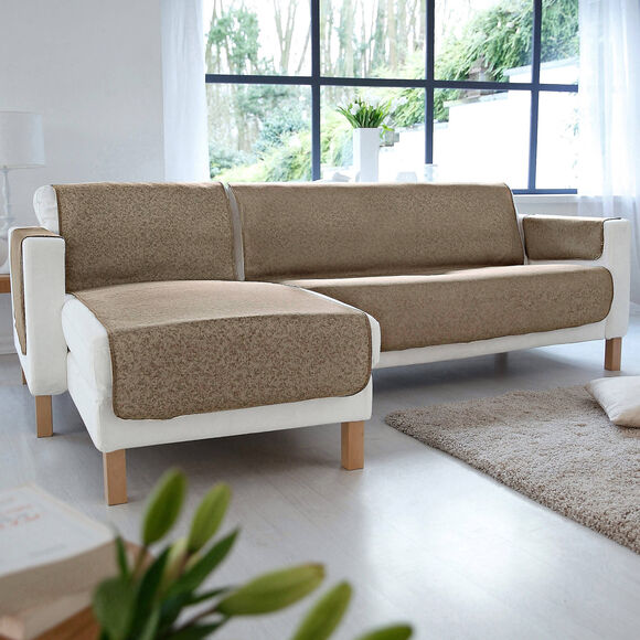 Protège-salon faux-uni antiglisse (taupe)