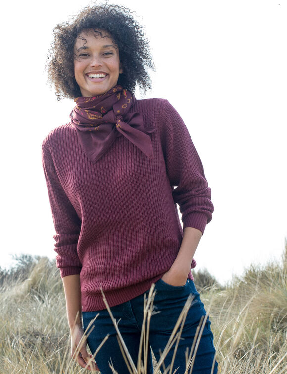 Pull col rond maille anglaise (bordeaux)