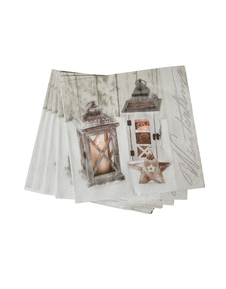 Serviette papier lanternes - lot de 20 (gris / blanc) Serviette papier lanternes - lot de 20 (gris / blanc)