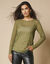 T-shirt manches longues, résille fantaisie (vert mousse)