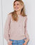 Pull col rond, maille pointelle toucher doux (rose poudré)