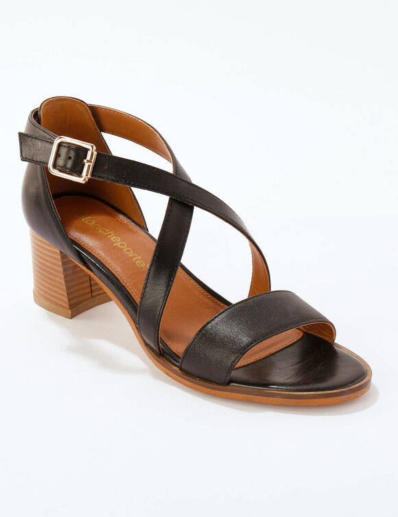 Sandales en cuir &agrave; talon (noir)