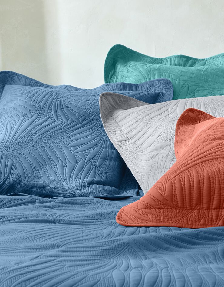 Couvre-lit uni matelassé reliéfé "feuillage" (vert d'eau)