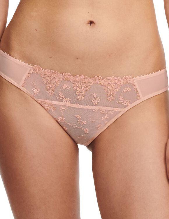 Slip tulle brodé bicolore « White nights » (pêche)