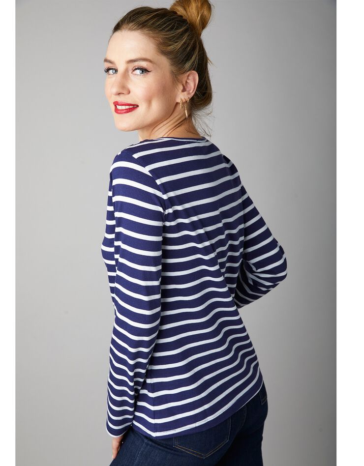 Tee-shirt marinière col dentelle (marine / blanc) Tee-shirt marinière col dentelle (marine / blanc)