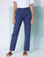 Pantalon coupe mom coton-lin uni (marine)