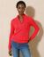 Pull col montant zippé, maille torsadée (rouge)