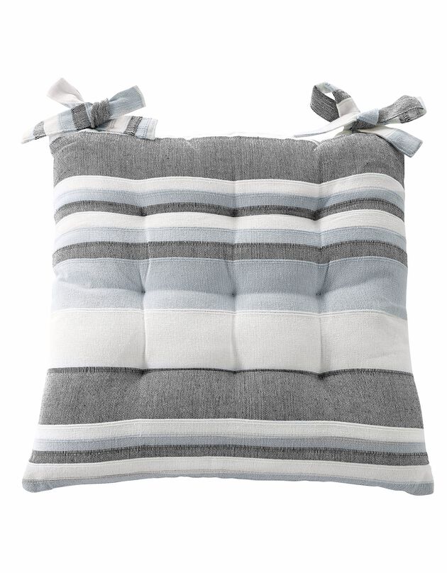 Galette de chaise carrée rayée - lot de 2 (gris perle)