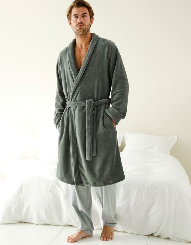 Robe de chambre toucher peluche (anthracite)