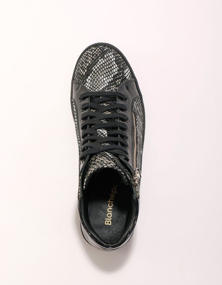 Basket montantes zippées - cuir souple (noir / gris) Basket montantes zippées - cuir souple (noir / gris)