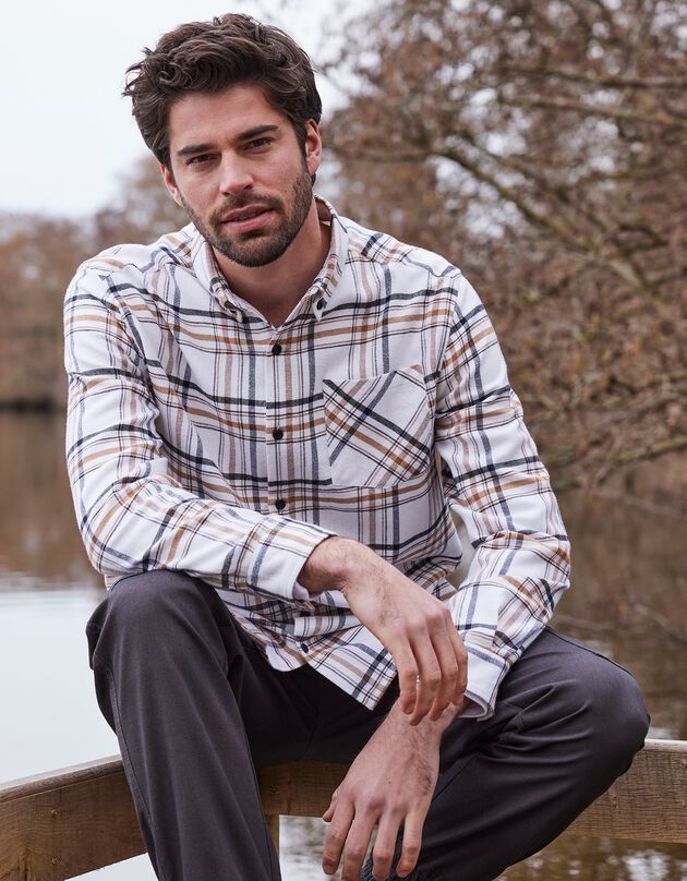 Chemise en flanelle carreaux fils-teints (écru)