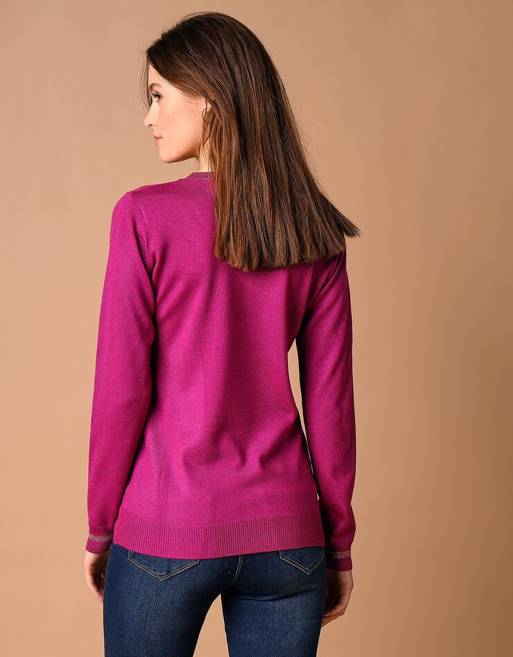 Pull col rond détails brillants, toucher cachemire (violine) Pull col rond détails brillants, toucher cachemire (violine)