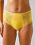 Culotte microfibre et dentelle stretch forme maxi taille haute - lot de 2 (jaune + ivoire)