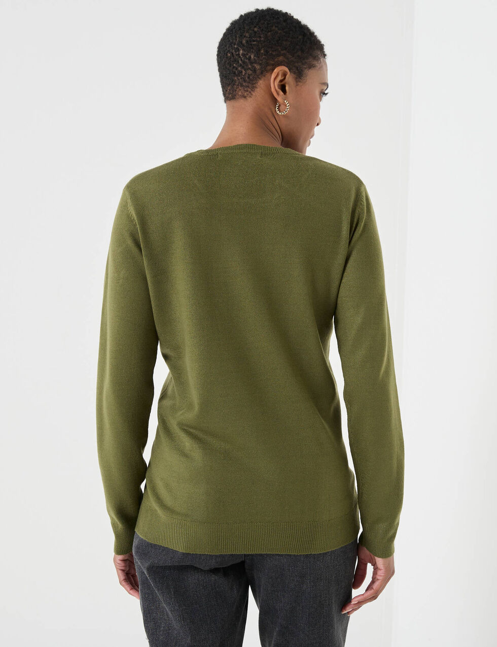 Pull Femme Ann Taylor Loft – Gris Uni, Manches Longues, Taille M – Léger, Décontracté