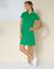 Robe droite col polo unie, maille stretch (vert menthe)