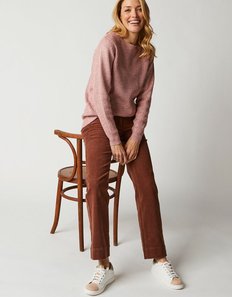 Pull col rond maille anglaise (bois de rose chiné) Pull col rond maille anglaise (bois de rose chiné)