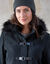 Duffle-coat capuche fausse fourrure uni (noir)