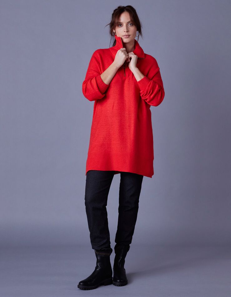 Pull tunique col camionneur (rouge) Pull tunique col camionneur (rouge)