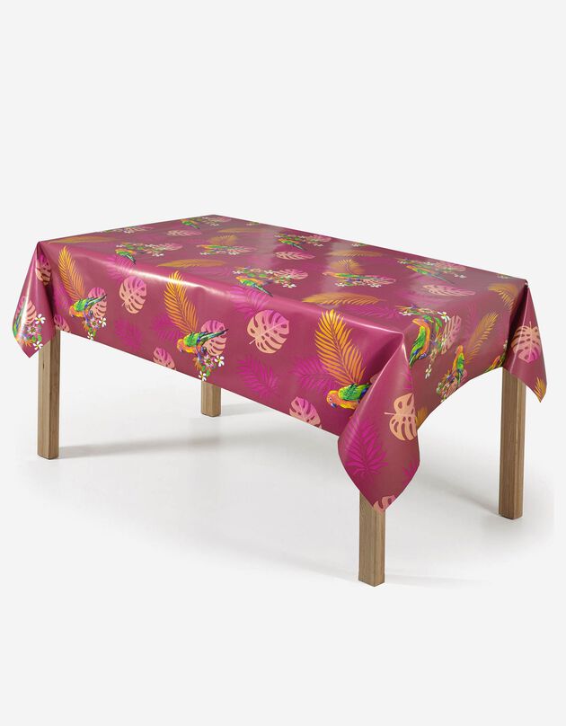 Nappe toile cirée imprimé tropical perroquet (fuchsia)